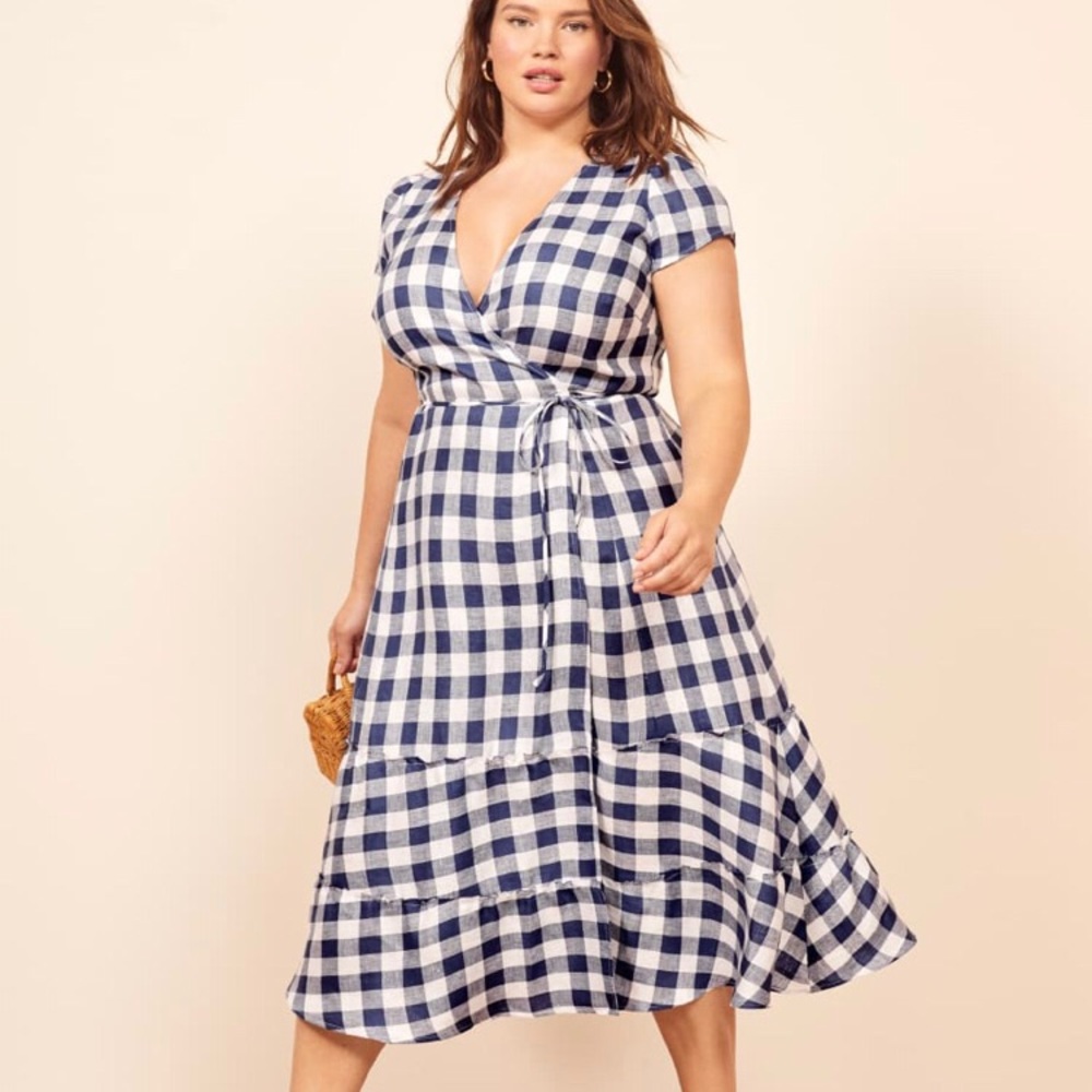 NWT Reformation Calista Plaid Wrap Dress